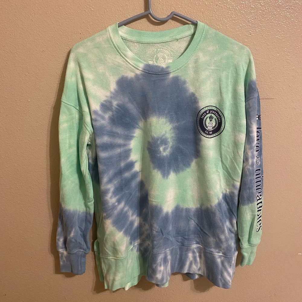 Love and Pineapples Blue/Green Tie Dye Long Sleeve